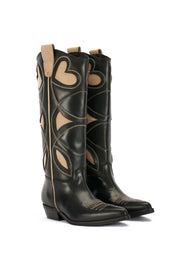 BESTICKTE WESTERNSTIEFEL AUS SCHWARZEM LEDER