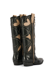 BESTICKTE WESTERNSTIEFEL AUS SCHWARZEM LEDER