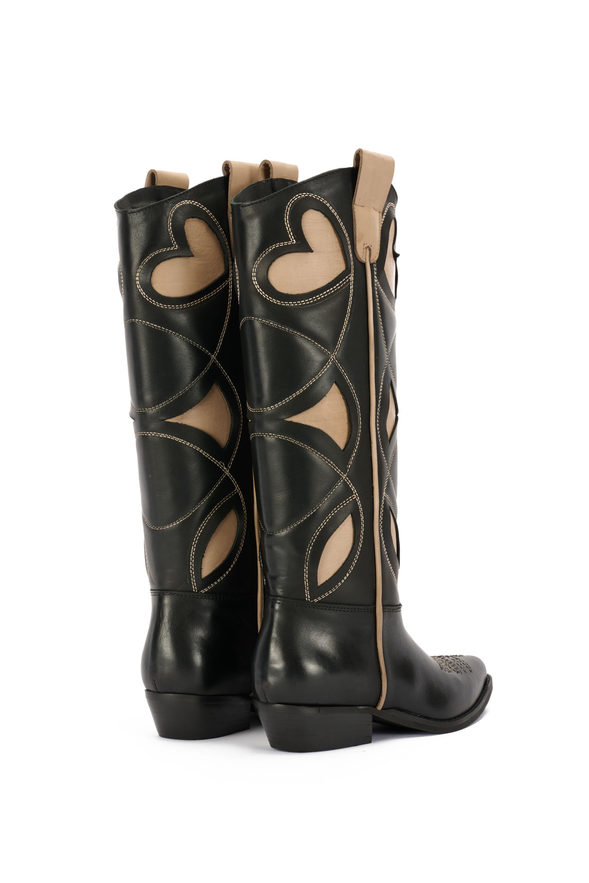 BESTICKTE WESTERNSTIEFEL AUS SCHWARZEM LEDER