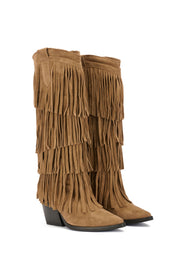 BOTTES WESTERN EN DAIM AVEC FRANGES