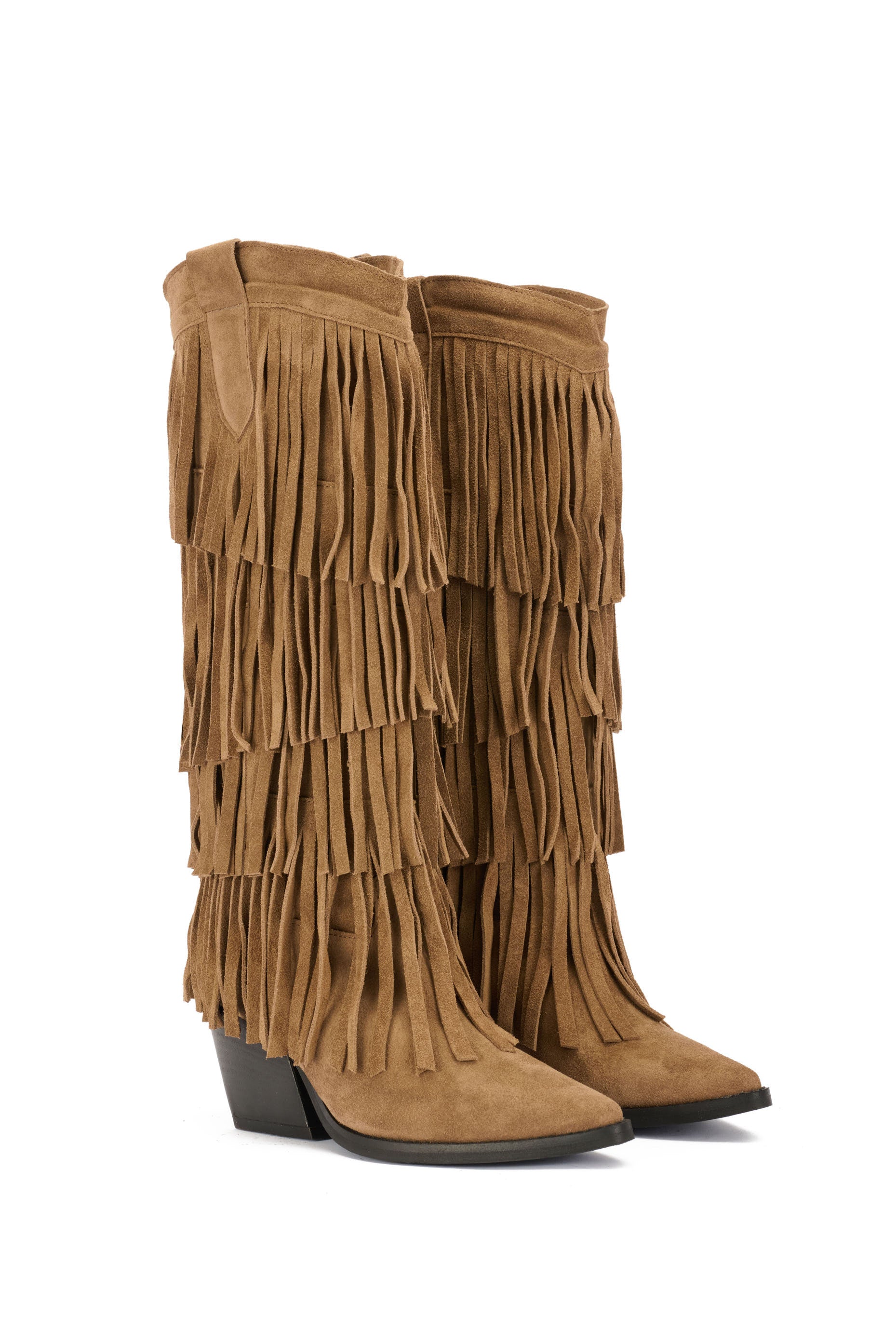 BOTTES WESTERN EN DAIM AVEC FRANGES