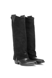 BOTTES WESTERN EN CUIR AVEC REVERS EN DAIM