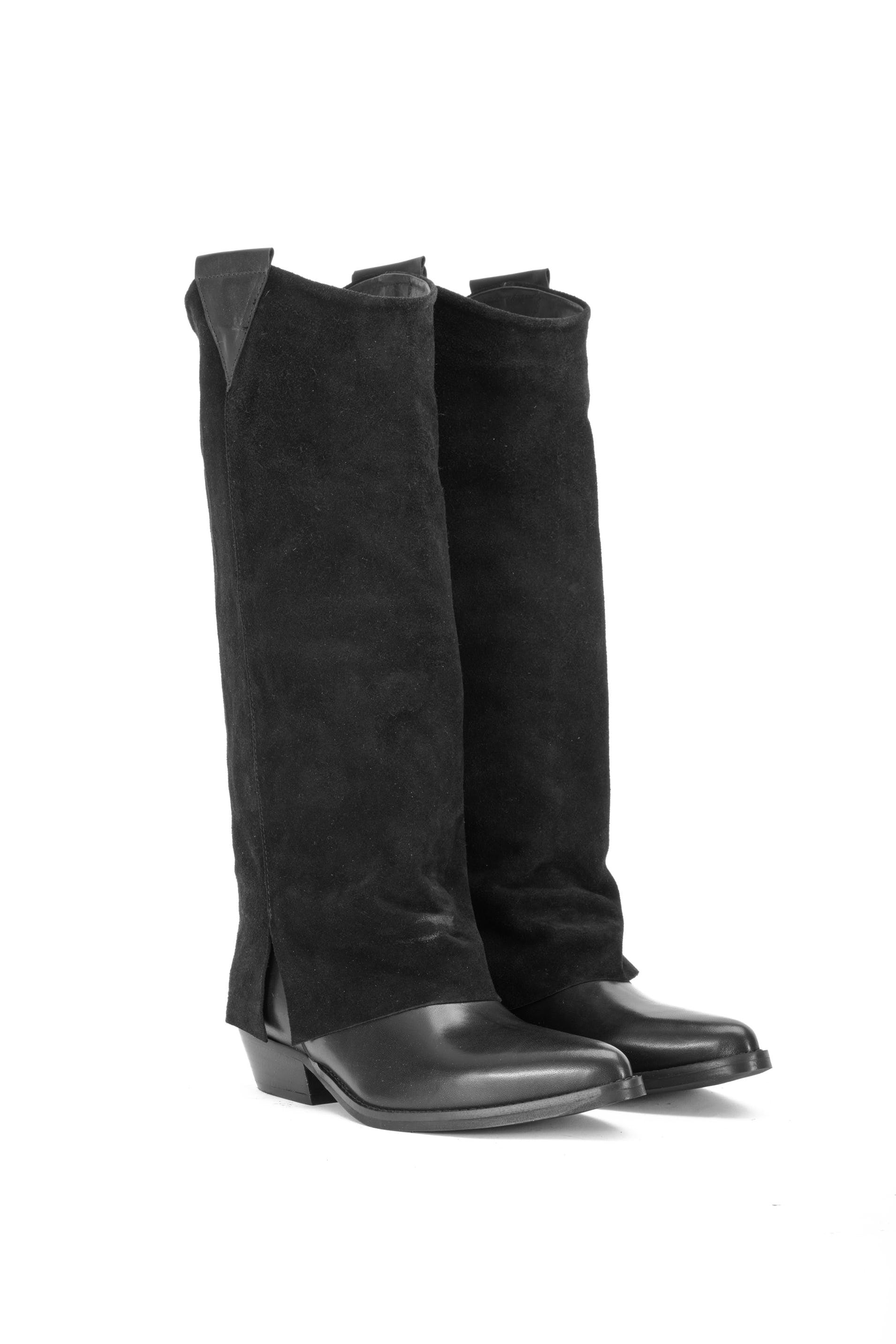 BOTTES WESTERN EN CUIR AVEC REVERS EN DAIM