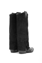 BOTTES WESTERN EN CUIR AVEC REVERS EN DAIM