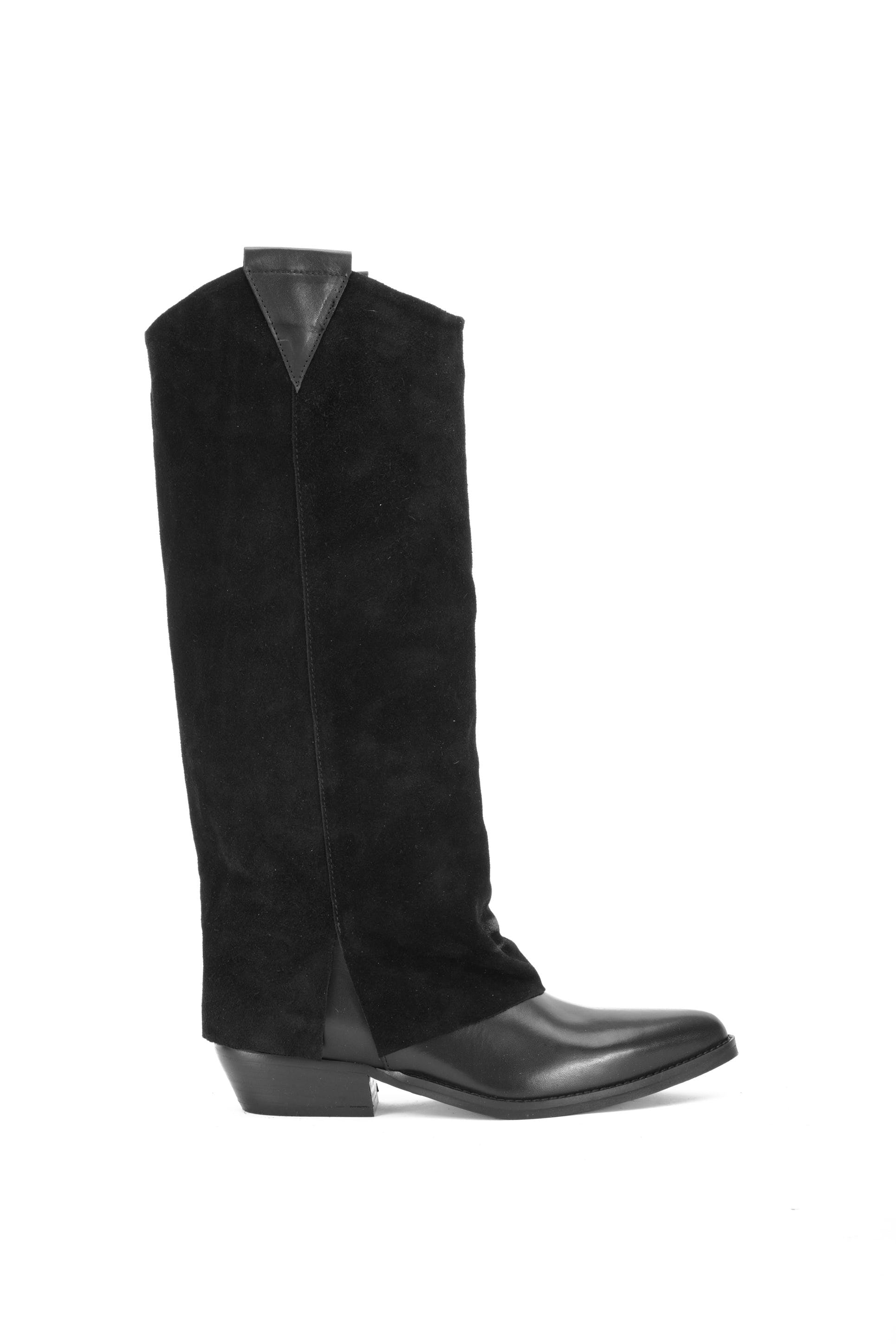 BOTTES WESTERN EN CUIR AVEC REVERS EN DAIM