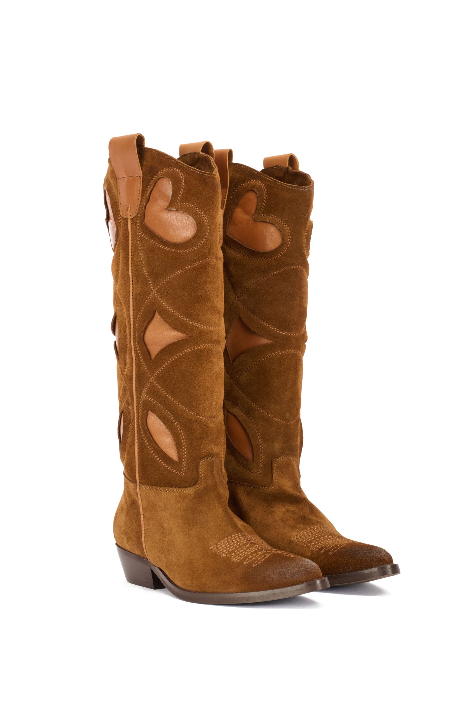 WESTERN-STIEFEL AUS WILDLEDER MIT STICKEREI