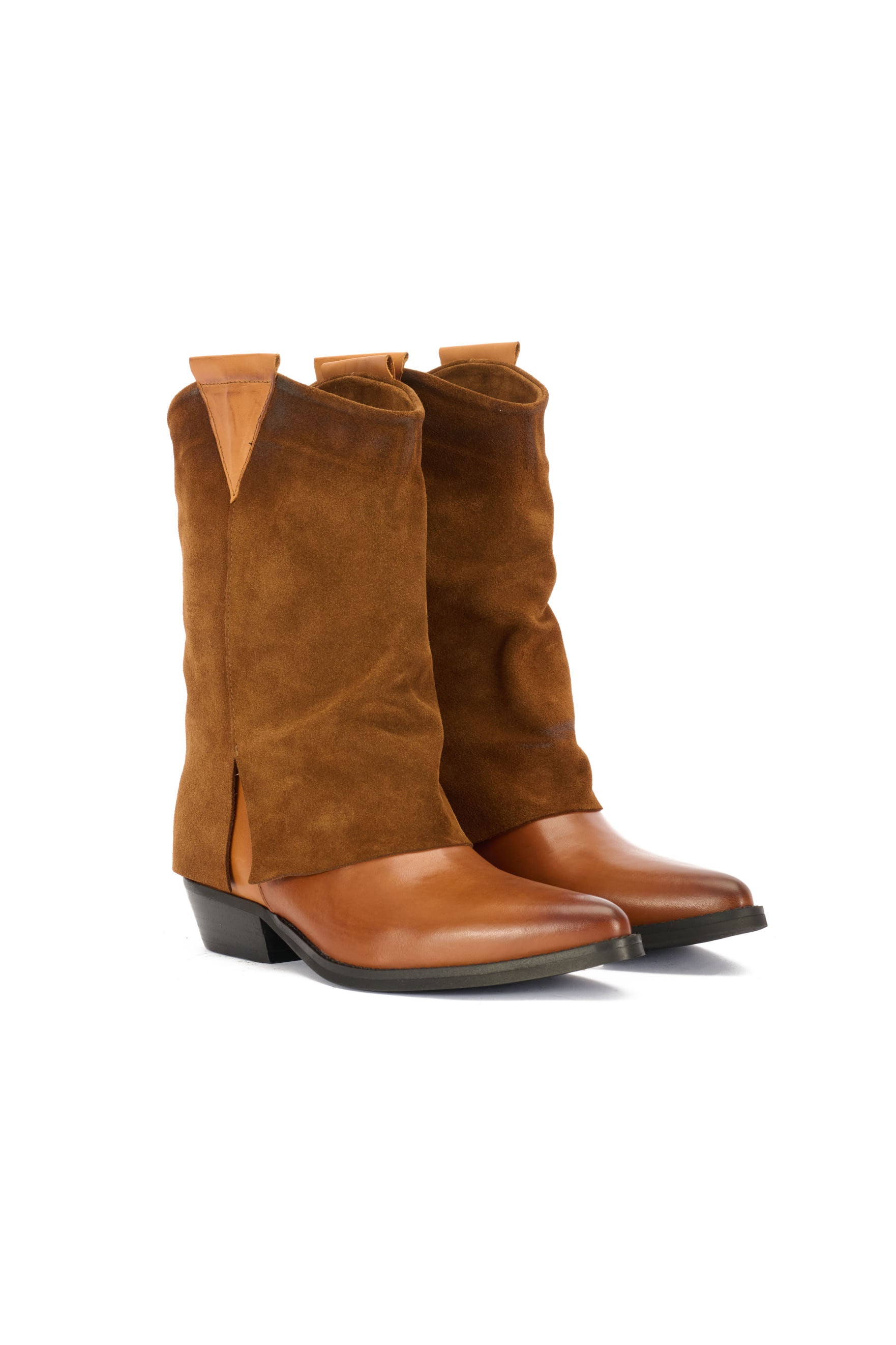 LEDERSTIEFELETTEN MIT WILDLEDERUMSCHLAG