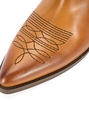 LEATHER WESTERN ANKLE BOOTS WITH SUEDE DETAILS