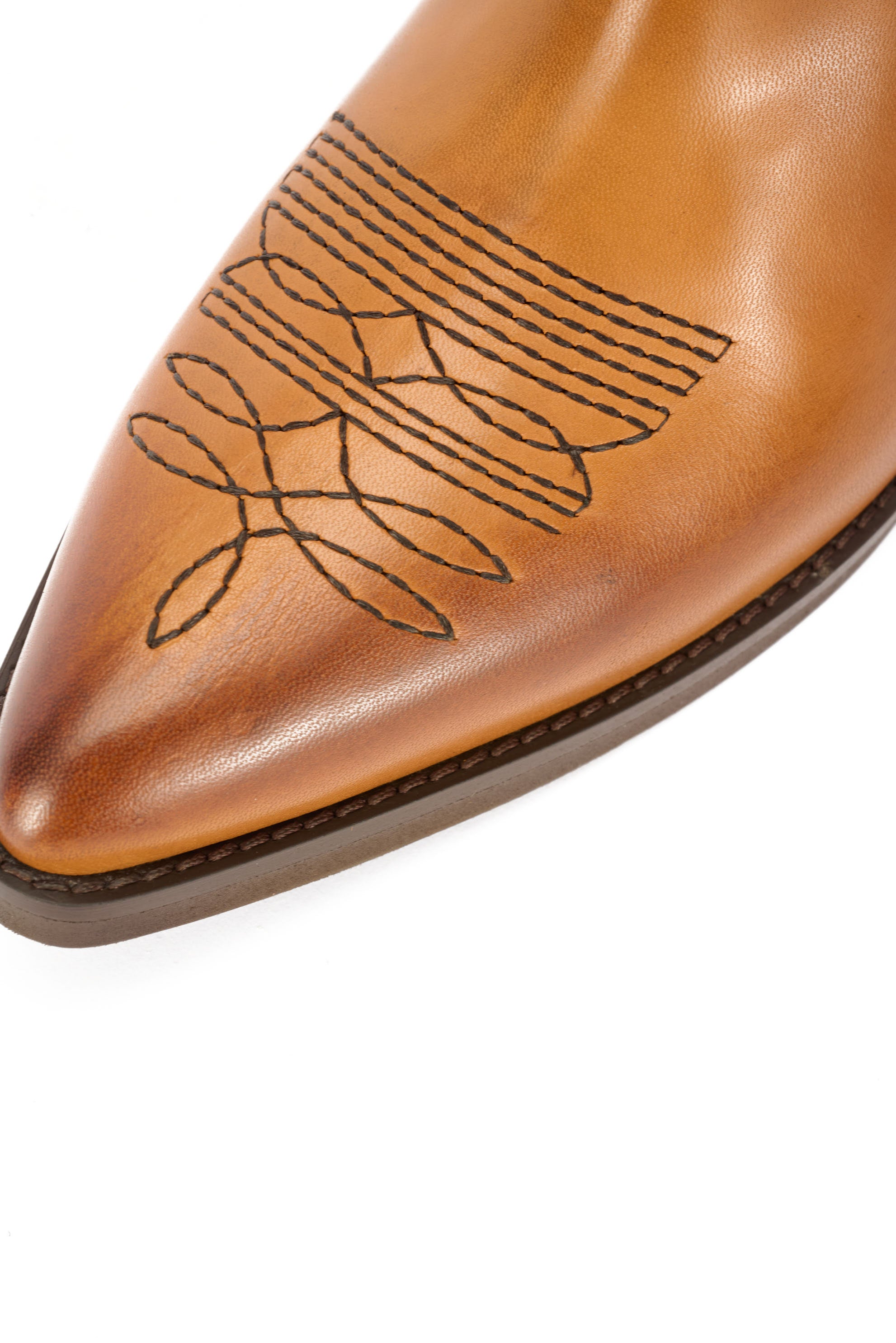 LEATHER WESTERN ANKLE BOOTS WITH SUEDE DETAILS