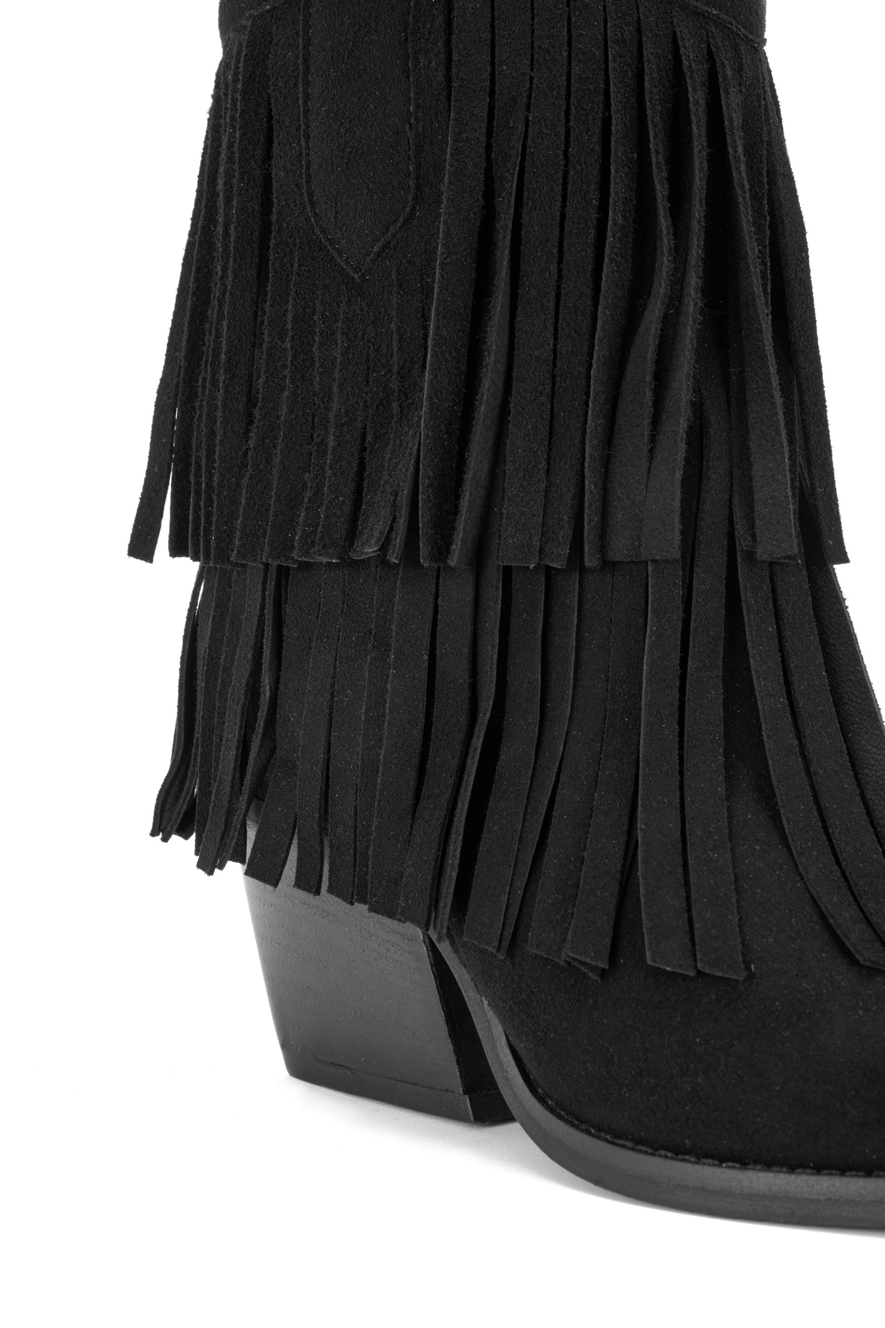 WESTERN-STIEFELETTEN AUS WILDLEDER MIT FRANSEN