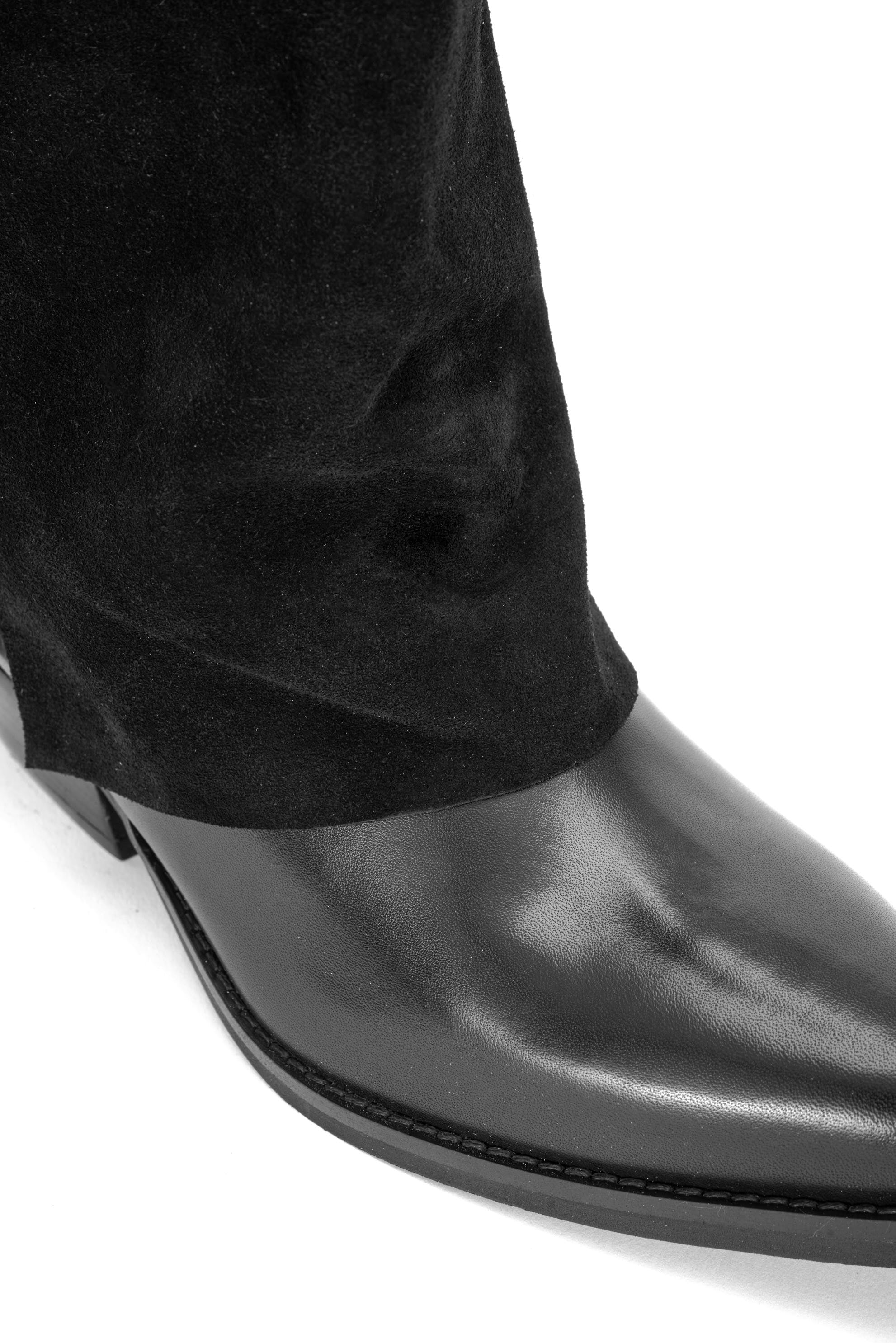 BOTTES WESTERN EN CUIR AVEC REVERS EN DAIM