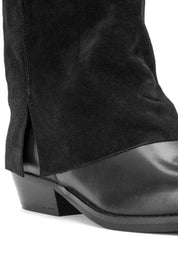BOTTES WESTERN EN CUIR AVEC REVERS EN DAIM