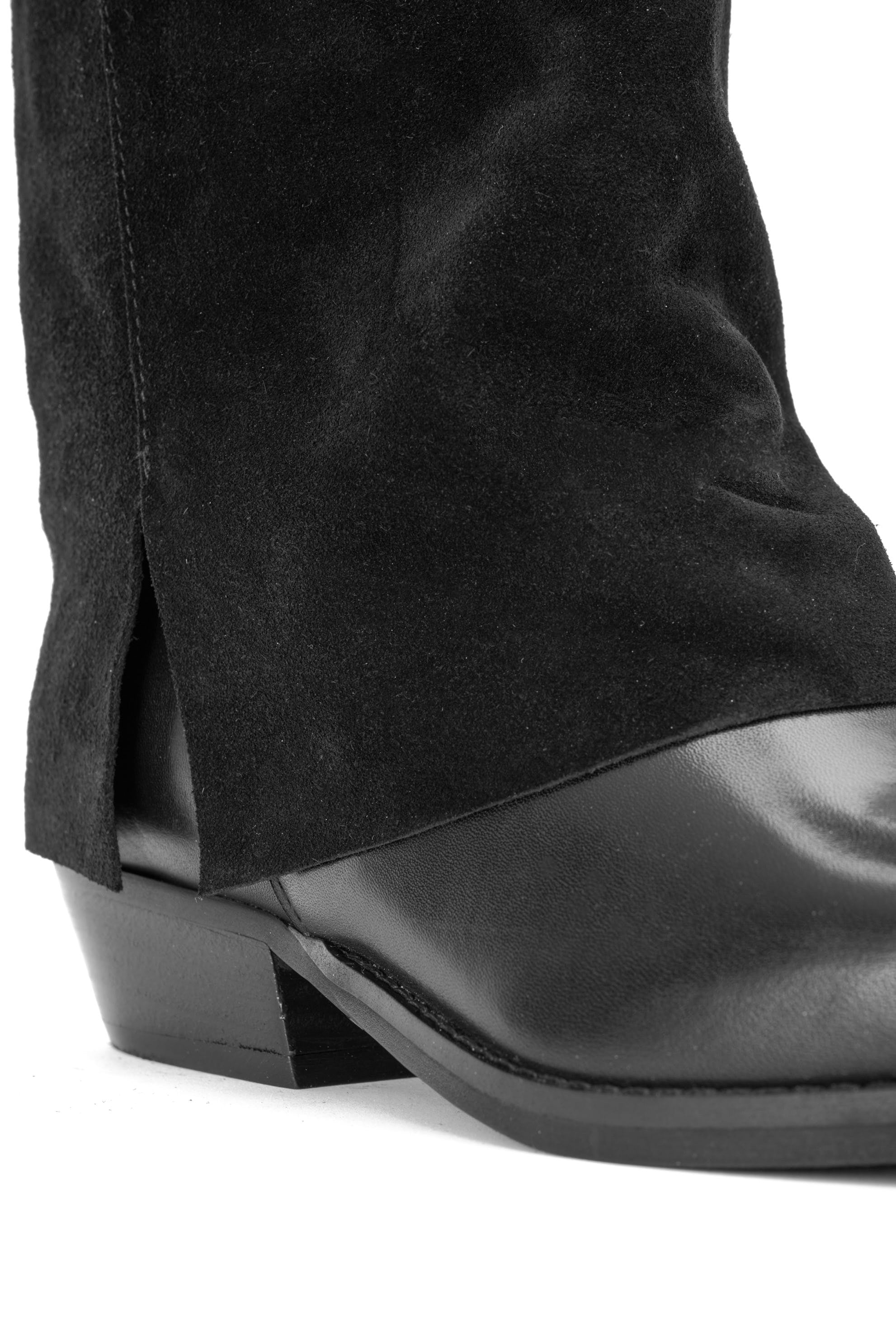 BOTTES WESTERN EN CUIR AVEC REVERS EN DAIM