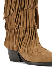 BOTTES WESTERN EN DAIM AVEC FRANGES