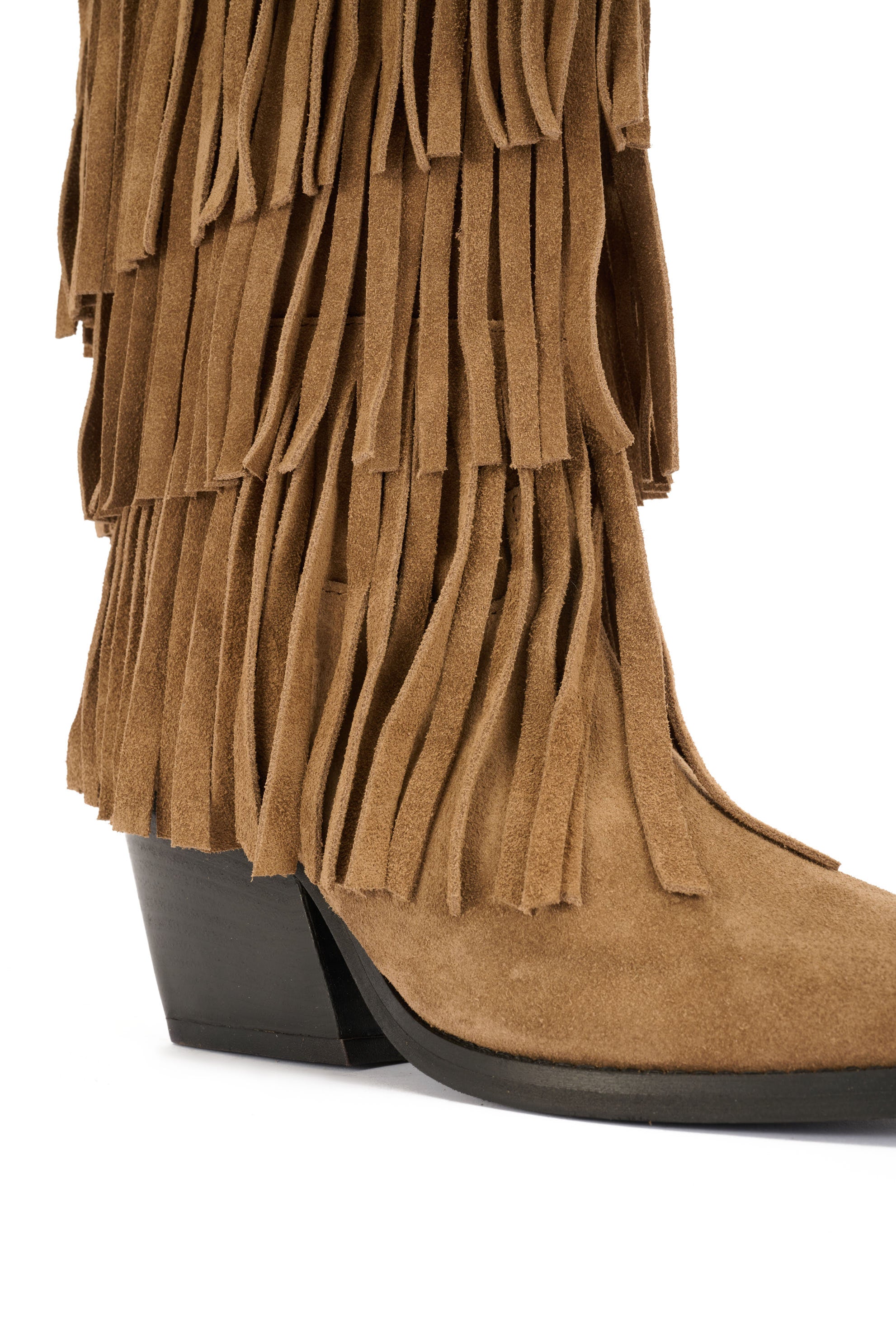 BOTTES WESTERN EN DAIM AVEC FRANGES