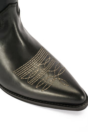 BESTICKTE WESTERNSTIEFEL AUS SCHWARZEM LEDER
