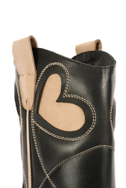 BESTICKTE WESTERNSTIEFEL AUS SCHWARZEM LEDER