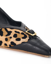 Slingback in leopard and black leather