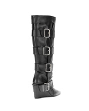 Leather wedge boots