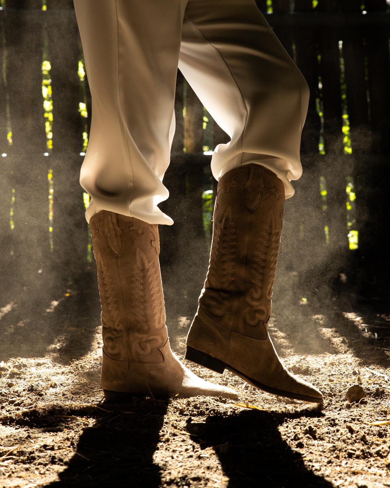 Bottes texanes en daim